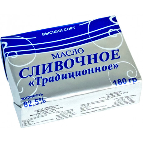 Масло сливочное "Традиционное" 82.5% 180 гр.