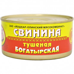 Свинина тушеная богатырская  ж/б "Йошкар-Ола" 325 гр.
